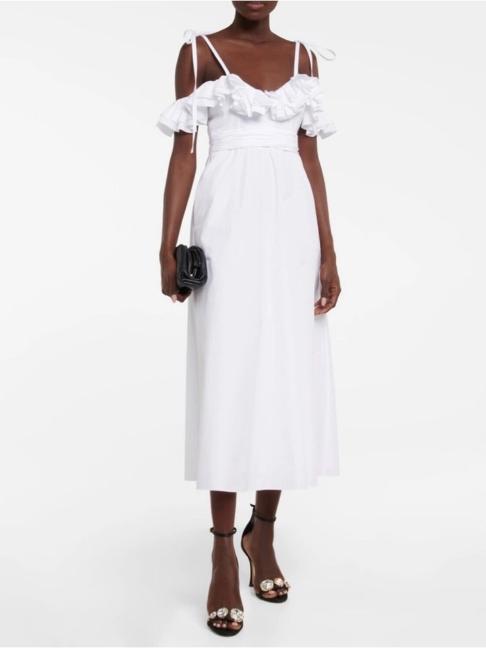 Giambattista Valli Ruffle Poplin Midi Dress